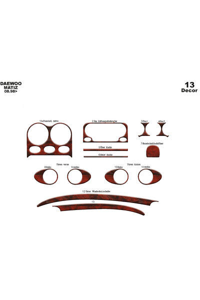 Marscockpitdesign دايو ماتيز كونسول-توربيدو 1998-2005 11 قطعة