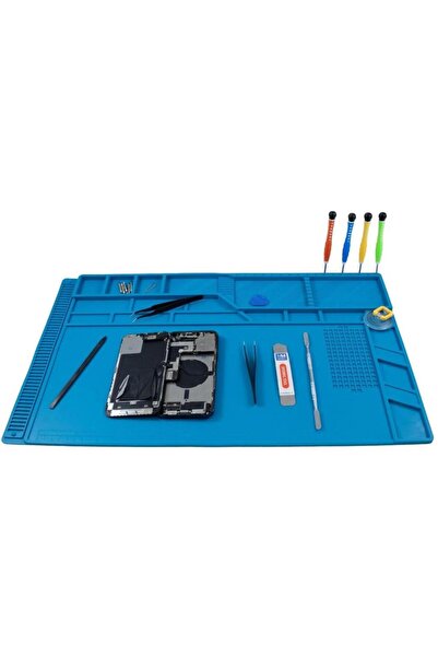 Hatfon Elektronik Silikon Çalışma Tamir Pedi S180 555x350mm Isıya Dayanıklı Manyetikli / Mıknatıslı
