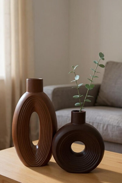 ardesta Set de 2 vaze decorative din pulbere de piatră realizată manual |   Obiect modern pentru decorarea salonului și a casei