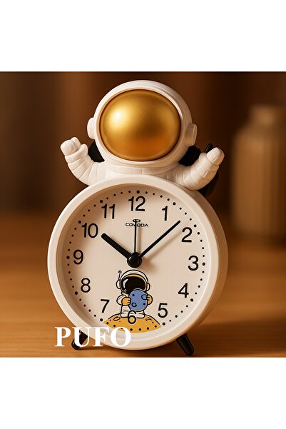 PUFO Happy Astronaut children's alarm clock, 15 cm, gold