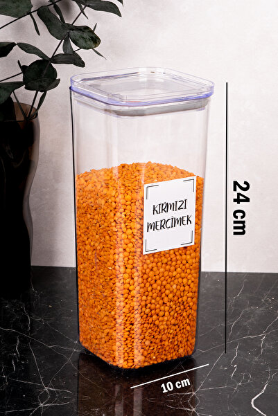 DNS HOME 12-Piece Vacuum Lid Pulses Set 1700-1200-900 ml Pulses Labeled Storage Container Food Jar Mica