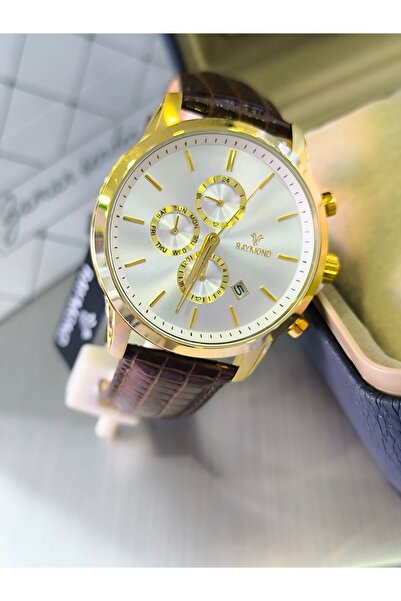 Raymond Crocodile Pattern Leather Cord Men's Wrist Watch