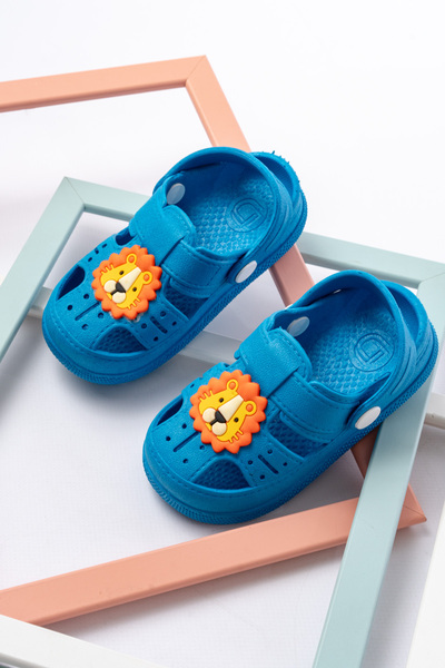 saramary Sandale papuci cu talpă anti-alunecare ortopedice zilnice pentru băieți albaștri cu figuri de animale