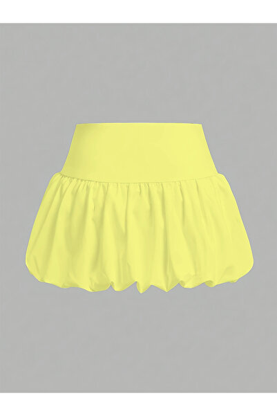 Gökçe Kaplan Store Kadın Trend Şortlu Pileli Mini Balon Şortlu Mini Etek