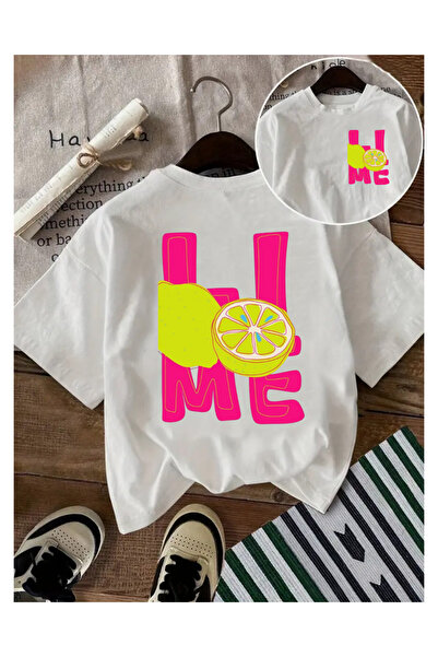 Tubinyoo تي شيرت كبير الحجم للجنسين منقوش باللون الليموني