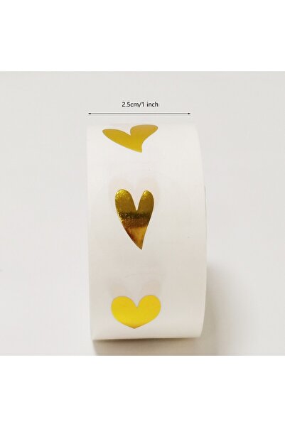 Choice H0460-500 قطعة 500 قطعة/لفة ملصق لاصق شفاف على شكل قلب ذهبي لطيف ملصق ...