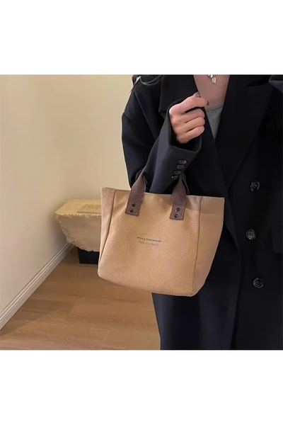 ÇANTA sabit kayışlı geniş kapasiteli polyester astarlı kahverengi renk omuz çantası