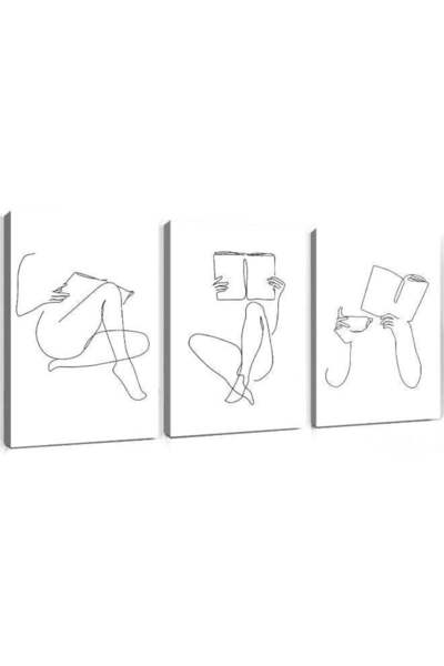 Emoda home Trove لوحة فنية جدارية من قماش إيمودا لامرأة تقرأ، صور بالأبيض وال...