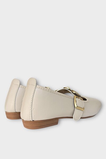 Liger Γυναικεία Μπαλαρίνα Μπαλαρίνας με Πέρλες και Σφραγίδες Αξεσουάρ ΚΡΕΜ