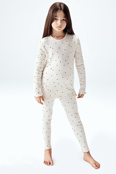 Brix Set de jambiere pentru fetiță material reiat culoare ecru