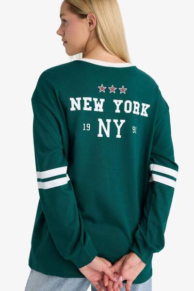 DeFacto Loose Fit Crew Neck Back Printed Sweatshirt F8913Ax25Au