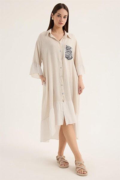 HomeStore Λινό Μακρύ Φόρεμα