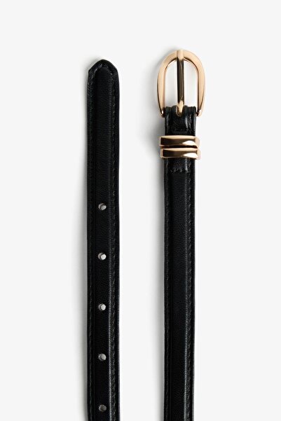 Bershka Leather effect belt with topstitching