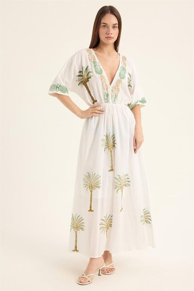 HomeStore Boncuklu Palmiye Elbise