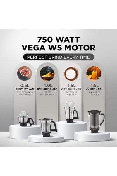 Preethi Steel Supreme MG-208 750-Watt Mixer Grinder (Silver/Black)