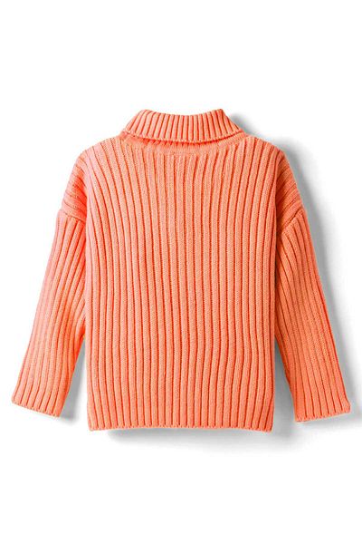 Babyhug Knitted Full Drop Shoulder Sleeves Skivi Sweater With Star Patch - Orange