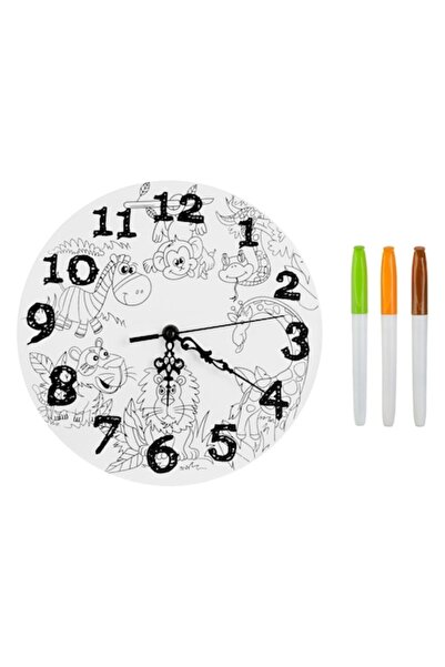 AAA Set Creative „Colorează-ți ceasul” cu animale din junglă și markere Ø24cm