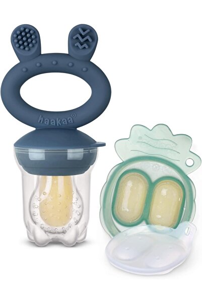Haakaa مجموعة تغذية الفاكهة للأطفال وقوالب المصاصات لحليب الأم، وحدة تغذية طعام الأطفال المصنوعة من السيليكون مع فريزر صغير