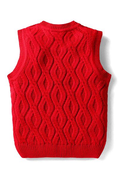 Babyhug Knitted Pullover Sweater Vest with Cable Knit Design - Red