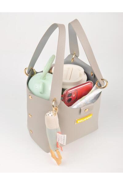 BABYDREAM حقيبة يد جلدية للأم - رمادية