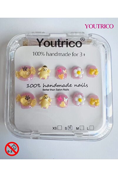 Youtrico Kids Press-on Nails - 100% Handmade Non-Toxic Safe for Ages 3+ Cute Green Kids' Fake Nails