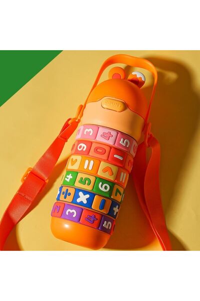 Mobcos Math Learning Water Bottle,Straw Strap Double Wall Fun and Learning Water Bottle rotating sleeve