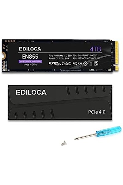 Generic Ediloca EN855 Internal Gaming SSD with Heatsink 4TB PCIe Gen4, Up to 7400MB/s, NVMe M.2 2280