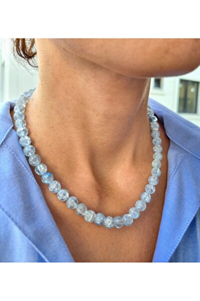 NEMOR STUDIO قلادة من حجر النيفيس الطبيعي باللون الأزرق |   أناقة الهدوء