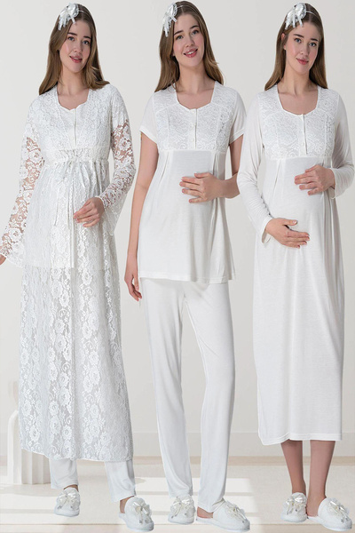 Mavelle Women's Lace Nightdress Pajamas Maternity Maternity Set 6060