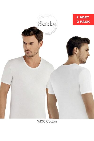 Şahinler Men'S, White, 100% Cotton Short Sleeve 2-Piece Undershirt