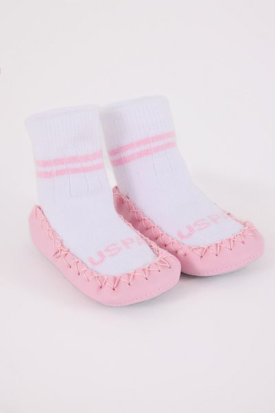 U.S. Polo Assn. Licensed Baby Girl Sandal Socks Pink