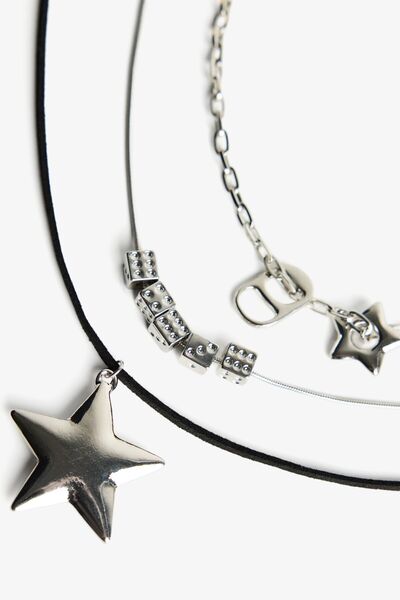 Bershka Pack of 3 multi-pendant necklaces