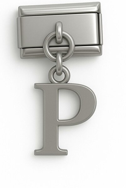 Takı Dükkanı Italian Dangle Letter Stainless Steel Bracelet Charm Scb64