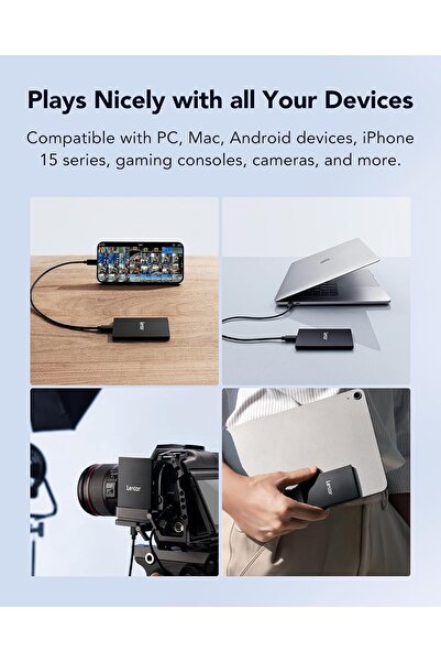 Lexar SL500 External SSD 1TB USB 3.2 Gen2x2 Portable SSD 2000MB/s Read 1800MB/s Write