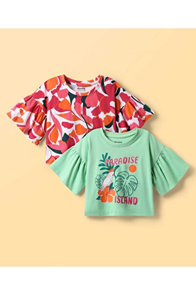 Honeyhap قمصان كبيرة الحجم بأكمام نصف كشكشة مع لمسة نهائية بيولوجية وموضوع اس...