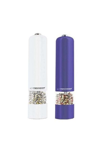 ESPERANZA Set 2 electric grinders for salt and pepper, color White and Violet EKP001WV