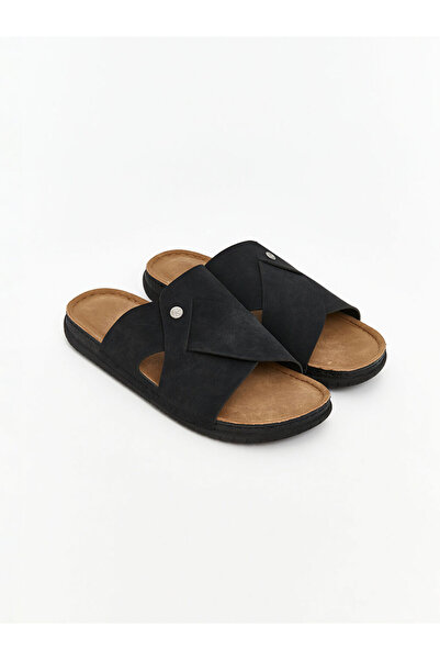 LC Waikiki Black Suede Look Men's Slippers by Güli̇s Gi̇yi̇m
