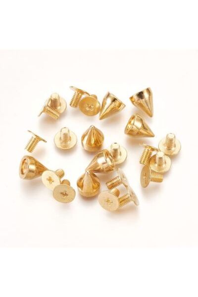 OEM Set 50 bucati Tinte metalice aurii cu surub 9x7mm metal pentru genti pant...