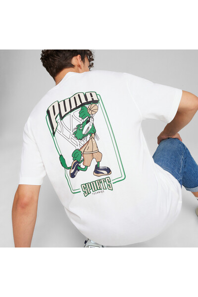 Puma Mens TEAM Graphic Tee - White