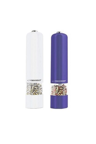 ESPERANZA Set 2 electric grinders for salt and pepper, color White and Violet EKP001WV