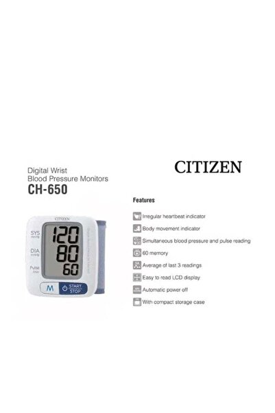 Citizen CH-650 Digital Wrist Blood Pressure Monitor