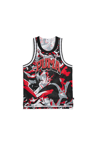 Puma Mens Rival Rage All-Over Print Mesh Tank - Red