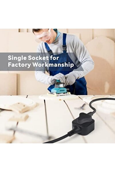 Baytion Extension Lead, 1 Way Extension Cord 2 Metre Cable with 2 Independent UK 3 Pin Plugs Power S