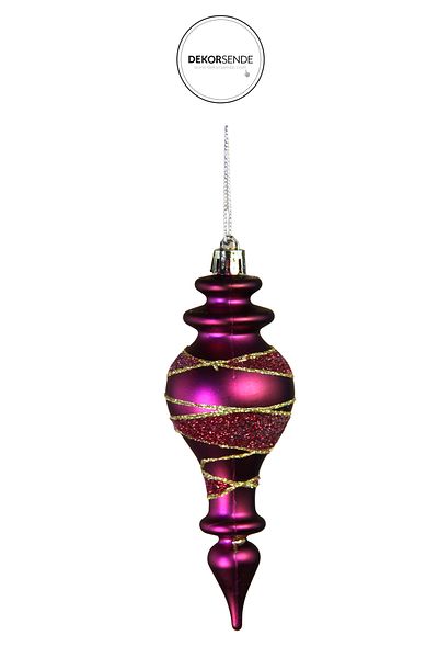 Dekorsende Christmas Ornament Glittery Windmill 3-Piece Ball Fuchsia 14 cm