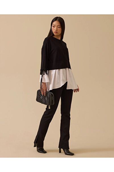 SCL Gömlek Detaylı Bağcıklı Sweatshirt