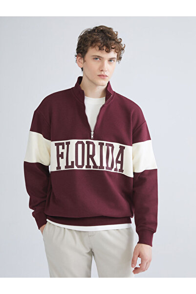 LC Waikiki Dik Yaka Baskılı Erkek Sweatshirt