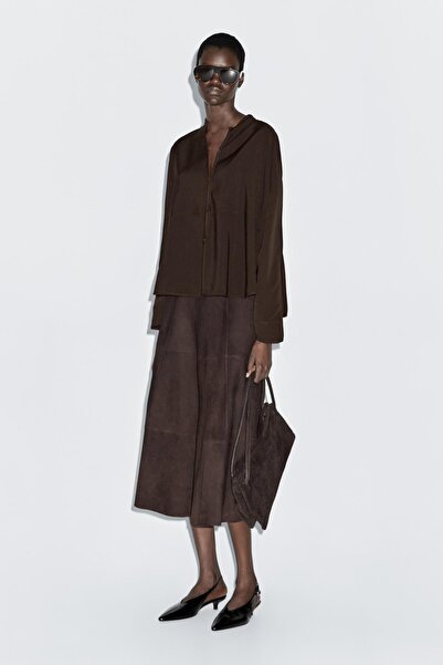 Massimo Dutti Önü dikişli hakim yaka gömlek