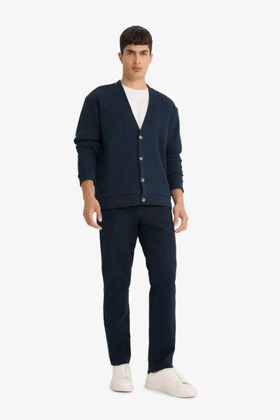 DeFacto New Season Regular Fit V-Neck Pique Buttoned Cardigan
