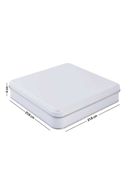 Ateş Chocolate ATEŞ HEDİYELİK 215x215x40 mm Kare Beyaz Metal Çikolata Kutusu ...