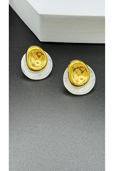 Çelik White Moonstone Model Earrings